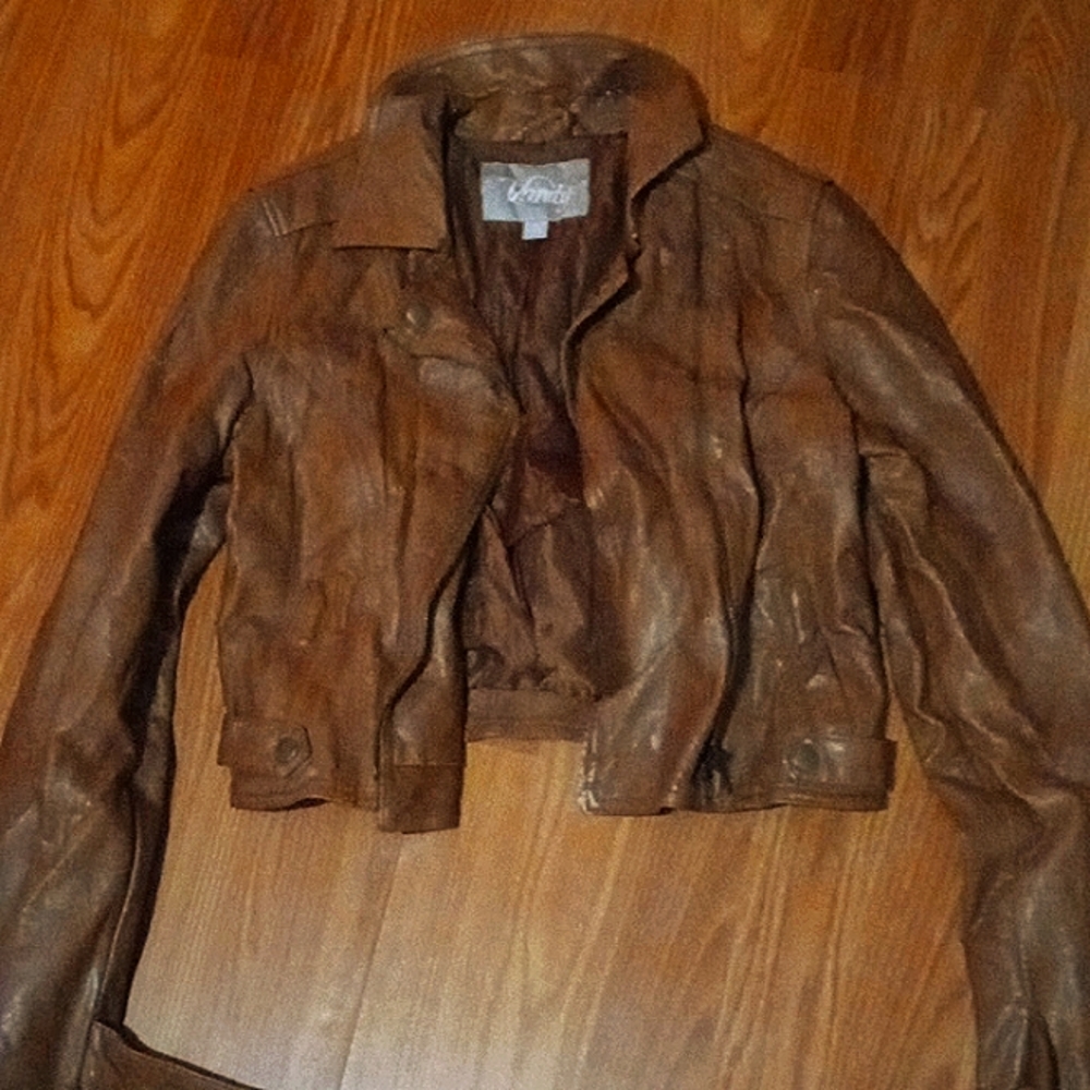 Vintage brown leather jacket size medium